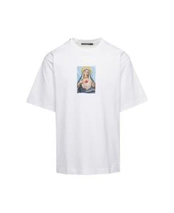 Dolce & Gabbana White Crewneck T-shirt With Print And Fusible Rhinestone In Cotton Man