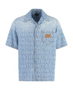 Versace Logo Detail Denim Shirt