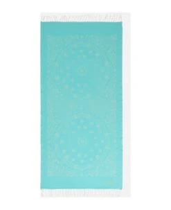 MC2 Saint Barth Soft Jacquard Water Green Fouta With Print Bandanna Print