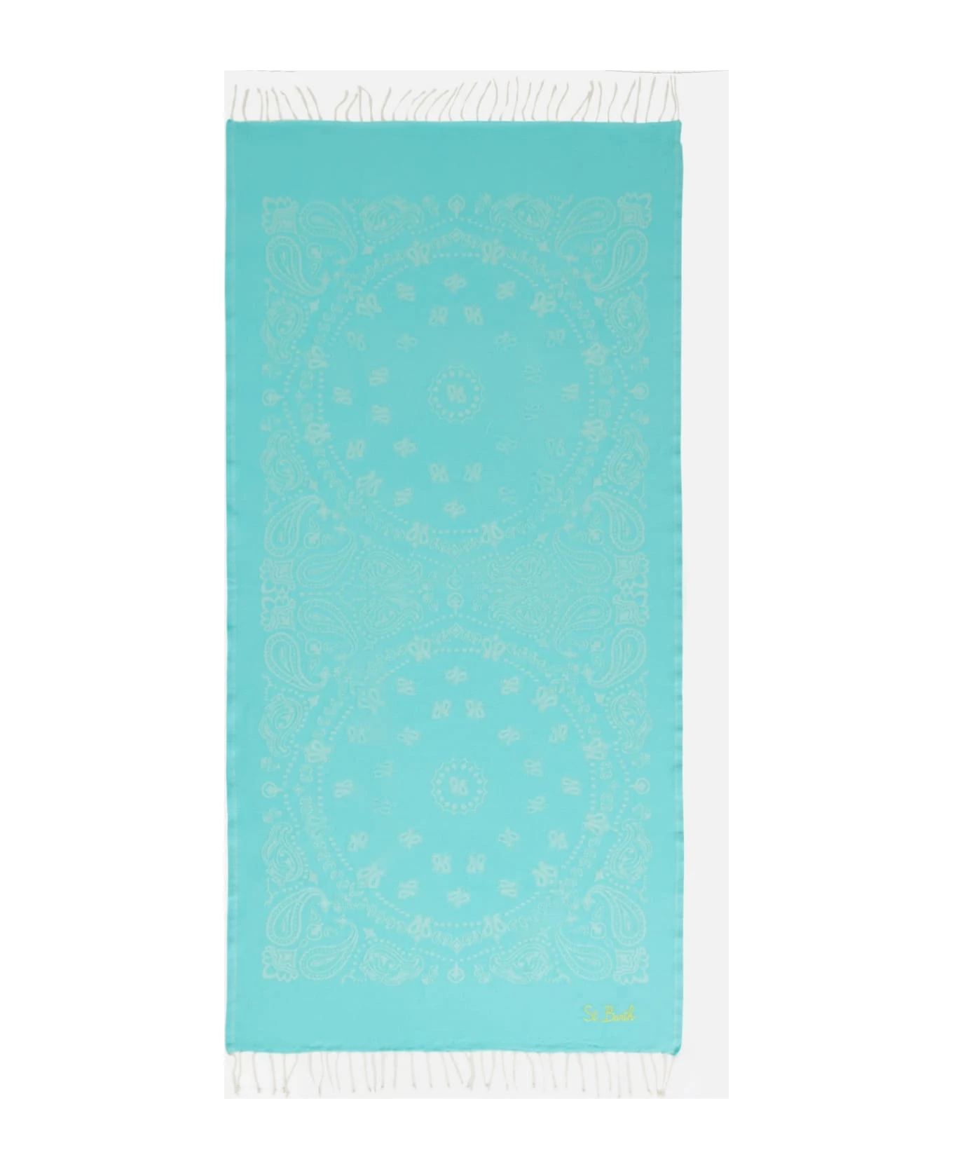 MC2 Saint Barth Soft Jacquard Water Green Fouta With Print Bandanna Print 3 MC2 Saint Barth Soft Jacquard Water Green Fouta With Print Bandanna Print