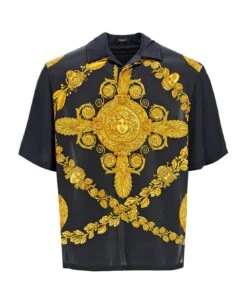 Versace Mascher Baroque Satin Polo Shirt