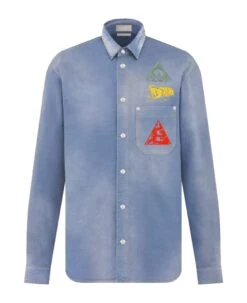Denim Shirt With Prints And Logo