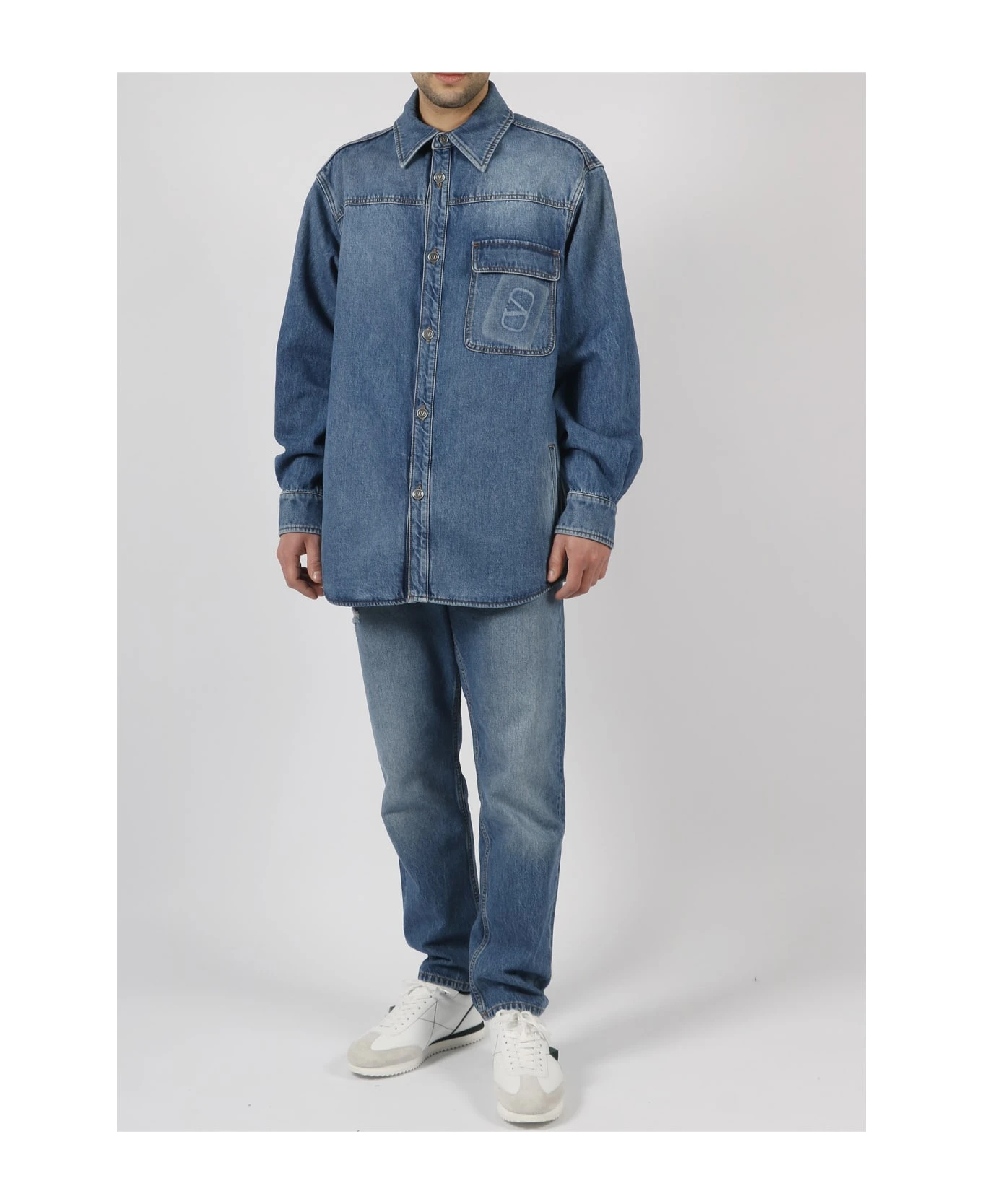 Valentino Garavani Embossed Vlogo Signature Denim Shirt 4 Valentino Garavani Embossed Vlogo Signature Denim Shirt - Image 2