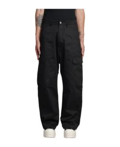 Cargo Trousers Pants In Black Cotton