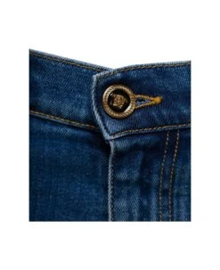 Versace Blue Fitted Jeans With Logo Embroidered And Botton In Cotton Blend Denim Woman -Off-White Sales Store bc743de3bde5f600999368b6f7405c0e