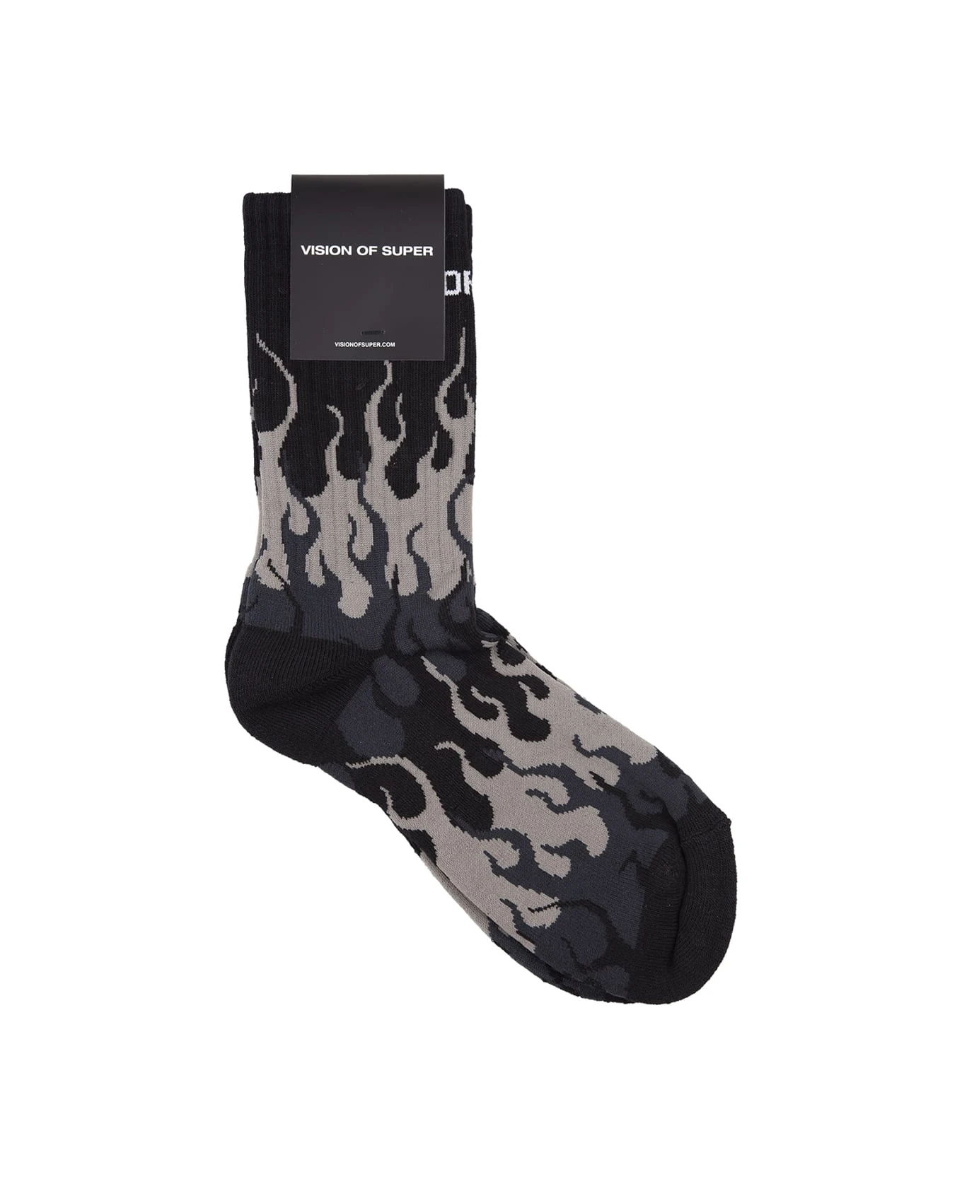 Vision Of Super Black Socks With Triple Grey Flame 3 Vision Of Super Black Socks With Triple Grey Flame
