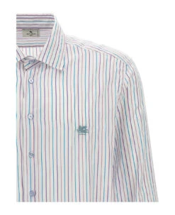 Etro Logo Embroidery Striped Shirt -Off-White Sales Store be19f72181856e94a4d5f67d6820d1b1