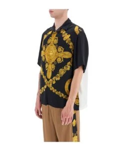 Versace Mascher Baroque Satin Polo Shirt -Off-White Sales Store c27dc42a9d9034dc7c4bb232f41e587c