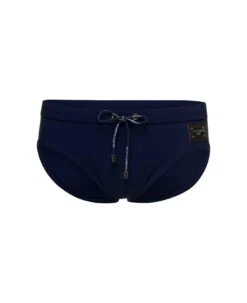 Dolce & Gabbana Blue Swim Brief With Branded Drawstring And Logo Tag In Stretch Polyamide Man