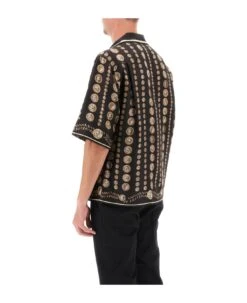 Dolce & Gabbana Coin Print Silk Short Sleeve Shirt -Off-White Sales Store c59d506e0193b1cf7ebae496315be90b