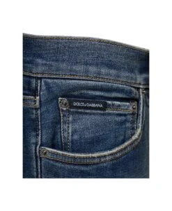 Dolce & Gabbana Blue Skinny Jeans With Logo Plaque At The Back In Stretch Cotton Denim Man -Off-White Sales Store c9dcb9f5e6580f6550fb9818ef00d5ae