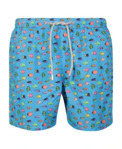 MC2 Saint Barth Light Blue Fishes Print Swim Shorts By Mc Saint Barth