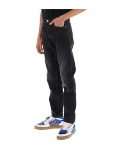 Off-White Regular Fit Jeans With Vintage Wash -Off-White Sales Store cb4badff6ca669775306bb14e45ed33f