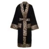 Black Kimono Bathrobe With Leopard Trim In Cotton Dolce & Gabbana