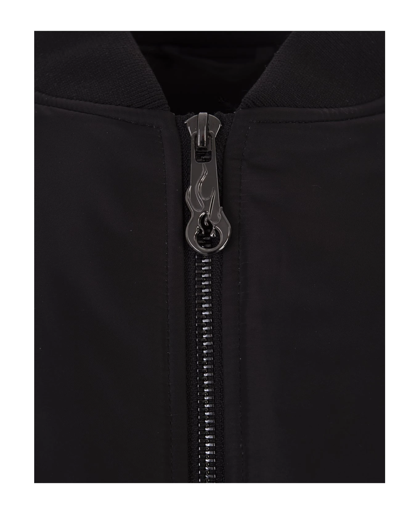 Vision Of Super Black Padded Bomber Jacket With White Flames 5 Vision Of Super Black Padded Bomber Jacket With White Flames - Image 3