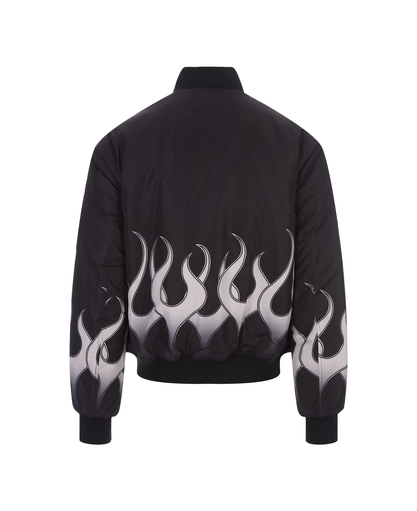 Vision Of Super Black Padded Bomber Jacket With White Flames 4 Vision Of Super Black Padded Bomber Jacket With White Flames - Image 2