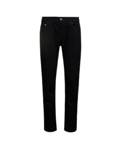 Alexander McQueen Black Slim Five-pocket Jeans With Metallic Logo Patch In Cotton Denim Man