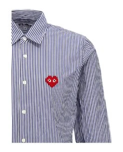 Comme Des Garçons Play Logo Patch Striped Shirt -Off-White Sales Store d0d8e4f14183ded9a74806fb15f76418