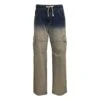 Dolce & Gabbana Blue And Beige Cargo Trousers With Logo Plaque And Gradient Effect In Cotton Denim Man