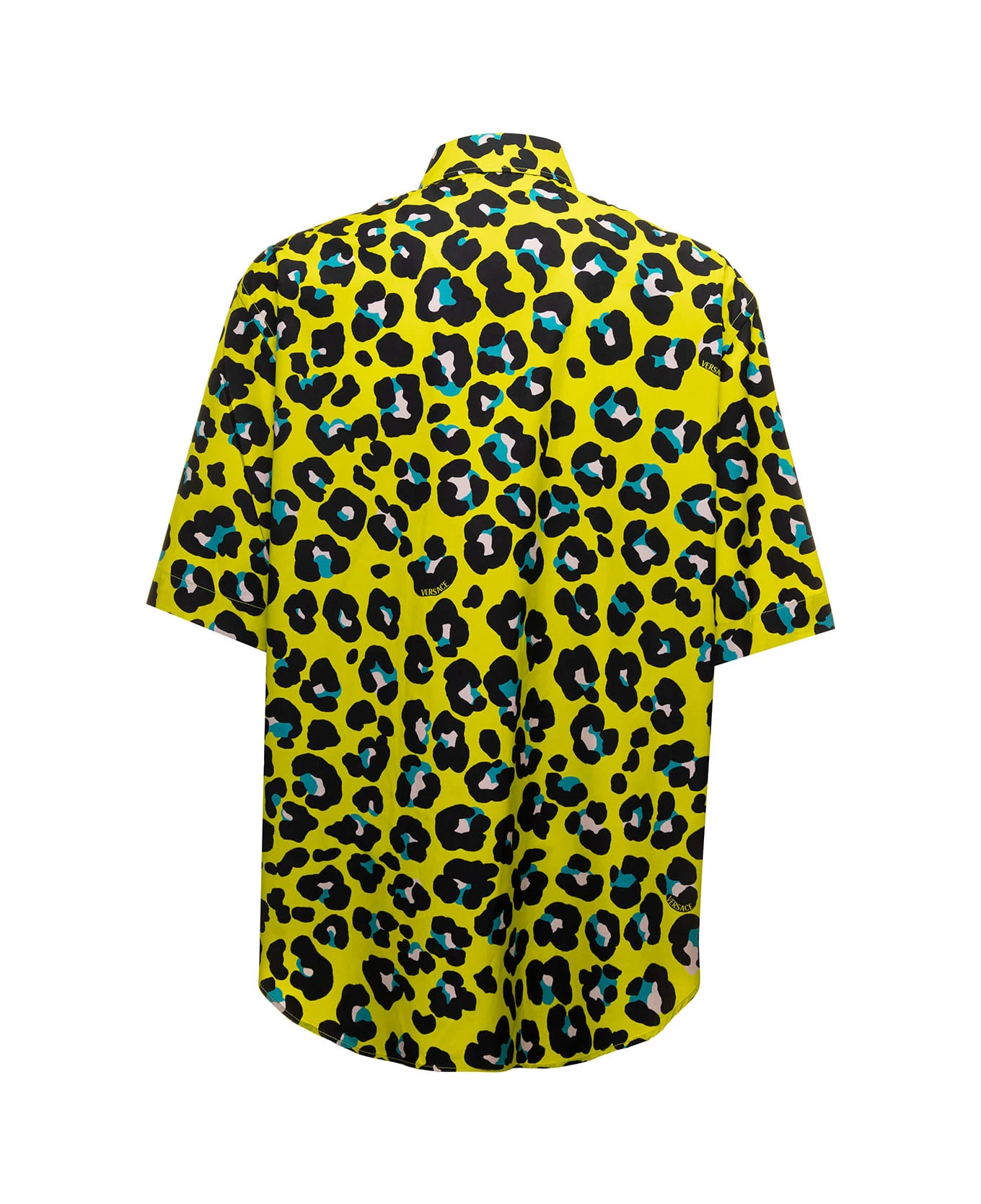 Yellow Shirt In Cotton With Daisy Leopard Allover Pattern Versace Man 4 Yellow Shirt In Cotton With Daisy Leopard Allover Pattern Versace Man - Image 2