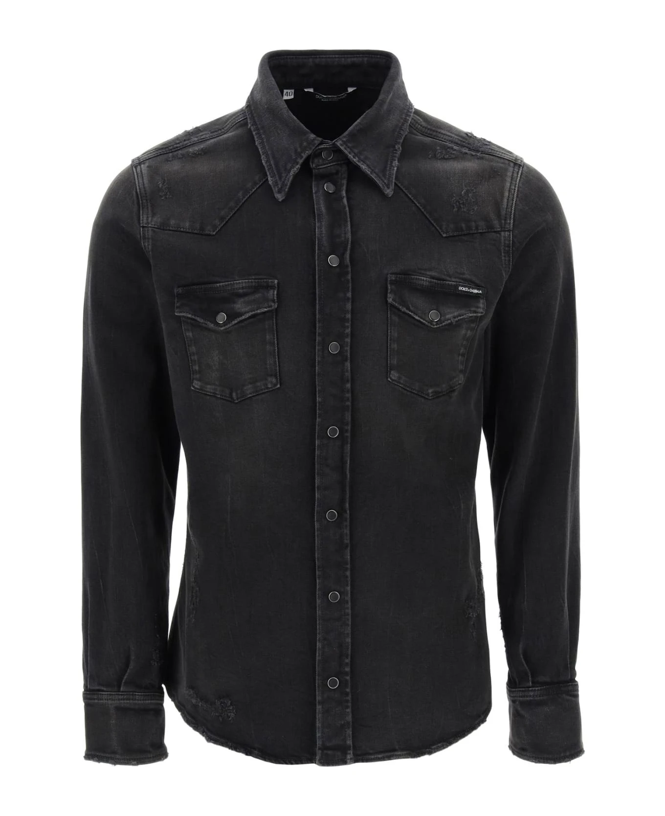 Dolce & Gabbana Distressed Denim Western Shirt 3 Dolce & Gabbana Distressed Denim Western Shirt