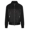 Alexander McQueen Black Leather And Fabric Bomber Jacket -Off-White Sales Store e0046385d5381d95fc19a6ddf59b67ac