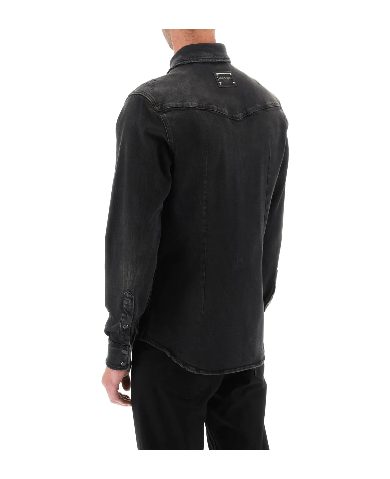 Dolce & Gabbana Distressed Denim Western Shirt 5 Dolce & Gabbana Distressed Denim Western Shirt - Image 3