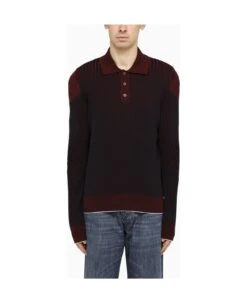 Bottega Veneta Blue/burgundy Polo Shirt