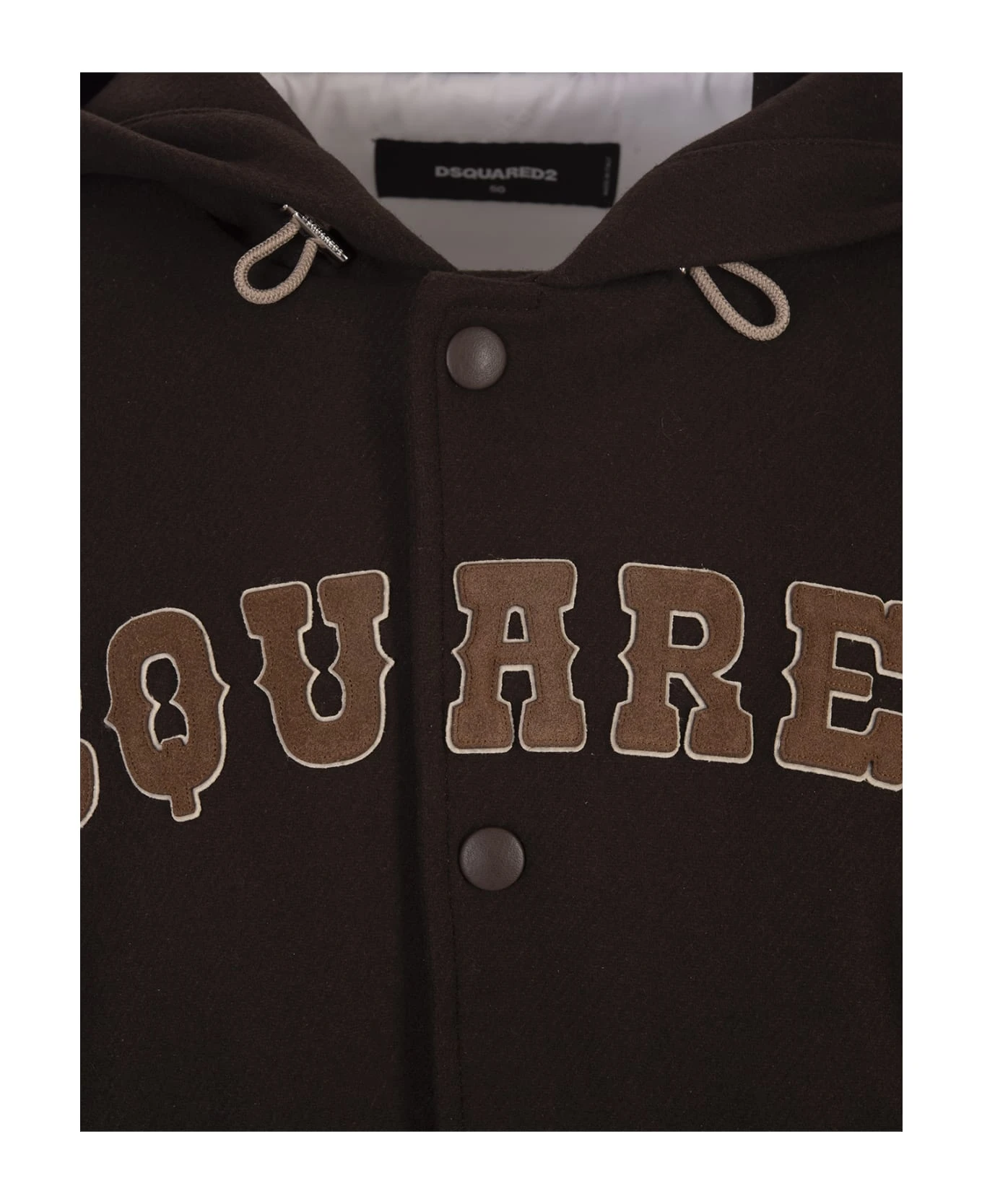 DSQUARED2 Varsity Hooded Bomber Jacket In Black/white 5 DSQUARED2 Varsity Hooded Bomber Jacket In Black/white - Image 3