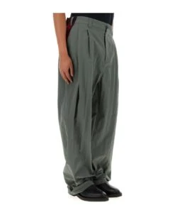 Maison Margiela Sage Green Cotton Blend Wide-leg Pant -Off-White Sales Store eb8c403cadef92c6e0e6e92b989bbd99