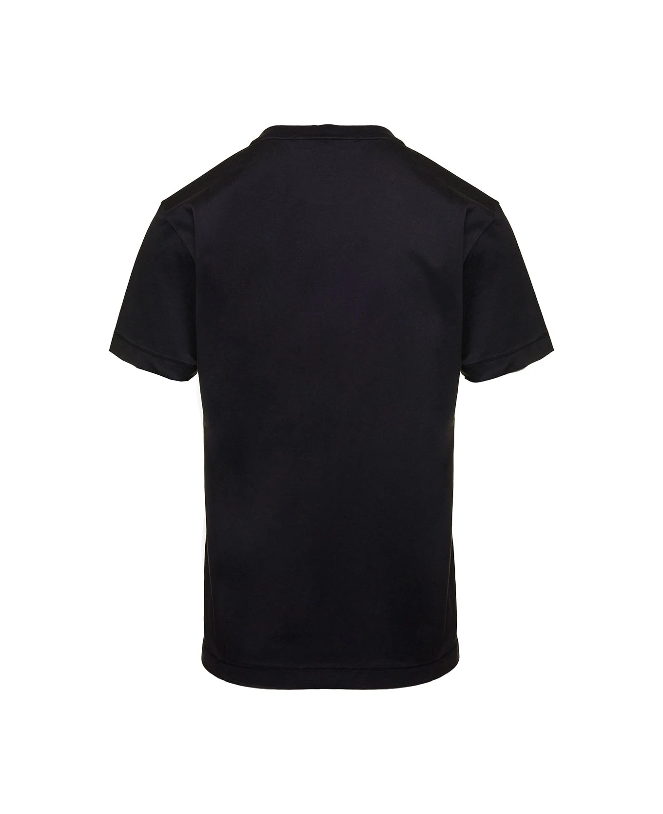 Stone Island Black Short-sleeved T-shirt With Logo Patch On The Chest In Cotton Man 3 Stone Island Black Short-sleeved T-shirt With Logo Patch On The Chest In Cotton Man - Image 2