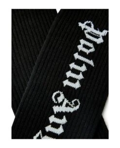 Palm Angels Classic Logo Socks Black White -Off-White Sales Store ee2ab96e8e48a88a8f001b941d779320
