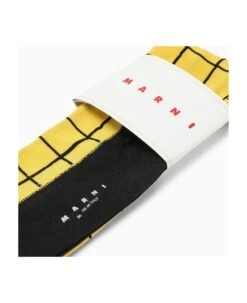 Marni Yellow/black Check Pattern Long Socks -Off-White Sales Store f8cf58f136086f5b305082813e7b0303