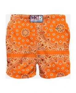 MC2 Saint Barth Man Swim Shorts With Orange Bandanna Print -Off-White Sales Store fd6932f18fa283cc4d27f47eee725597